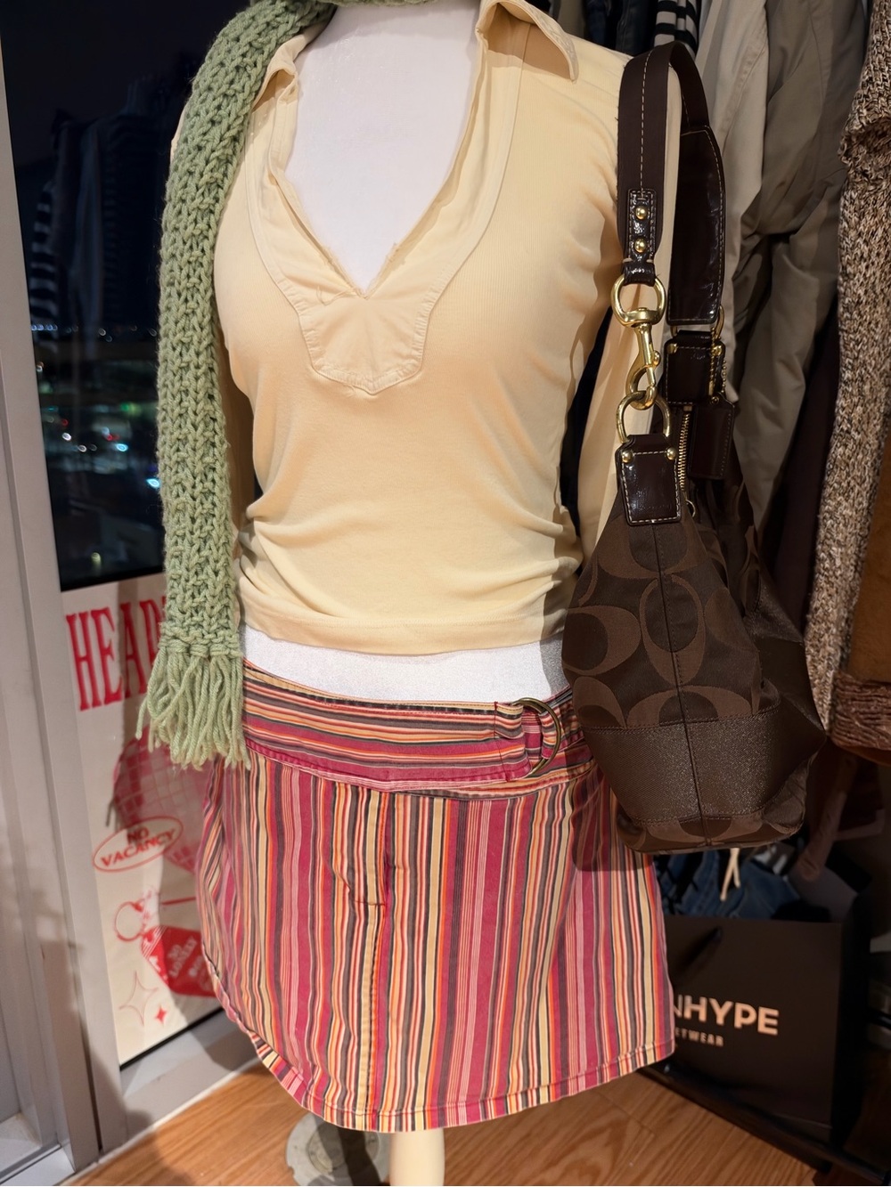 Xhilaration Pink & Red Striped Mini Skirt